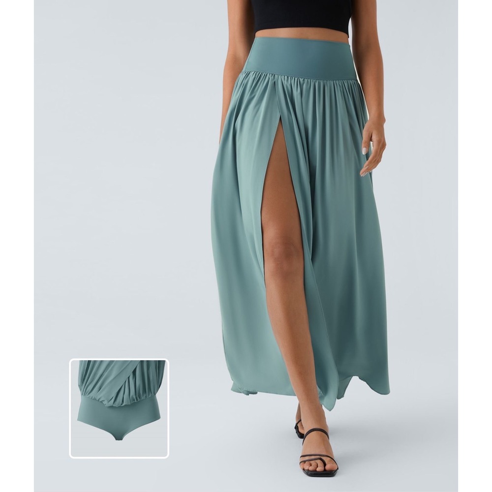 Halara Breezeful™ High Waisted Split 2-in-1 Flowy Quick Dry Maxi Casual Skirt LG